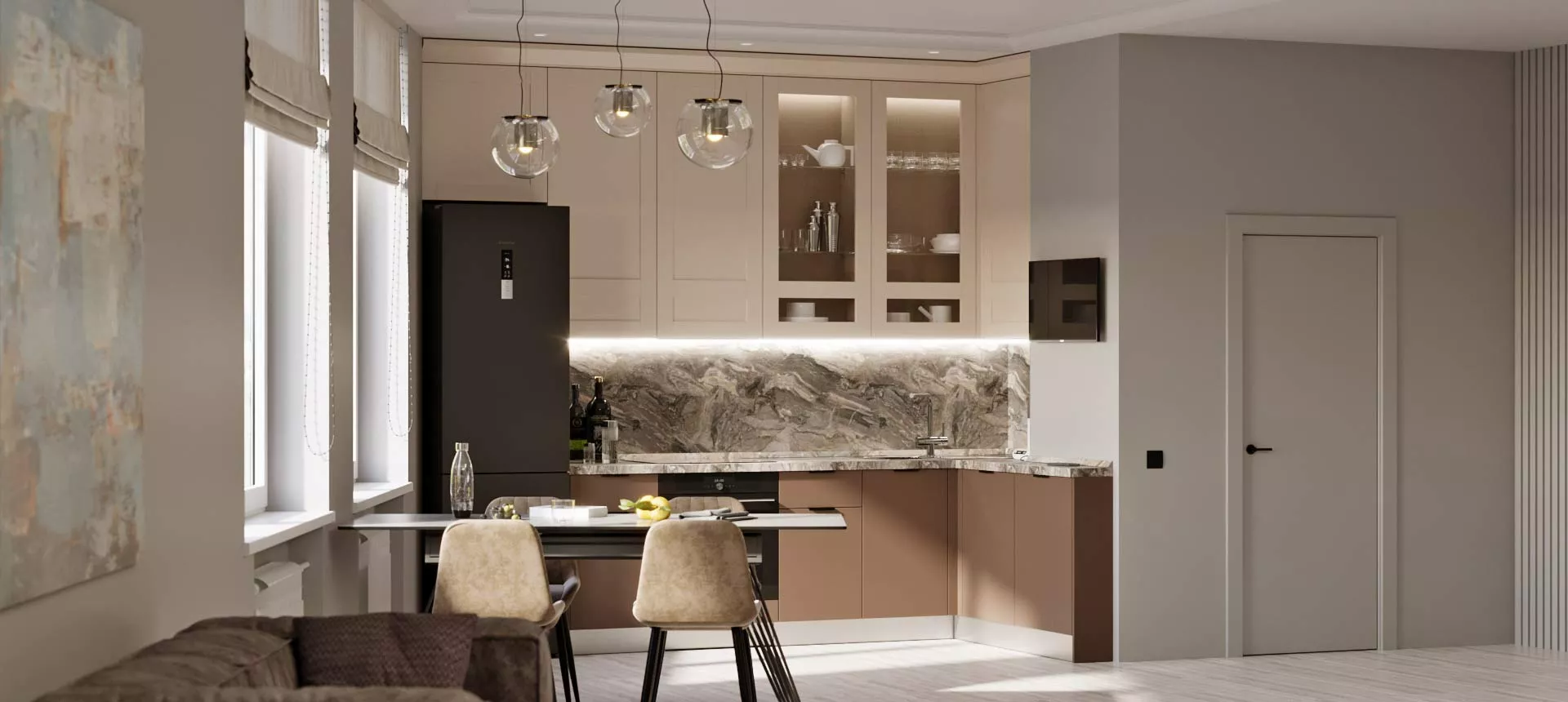 Трюфель коричневый / Кашемир серый 