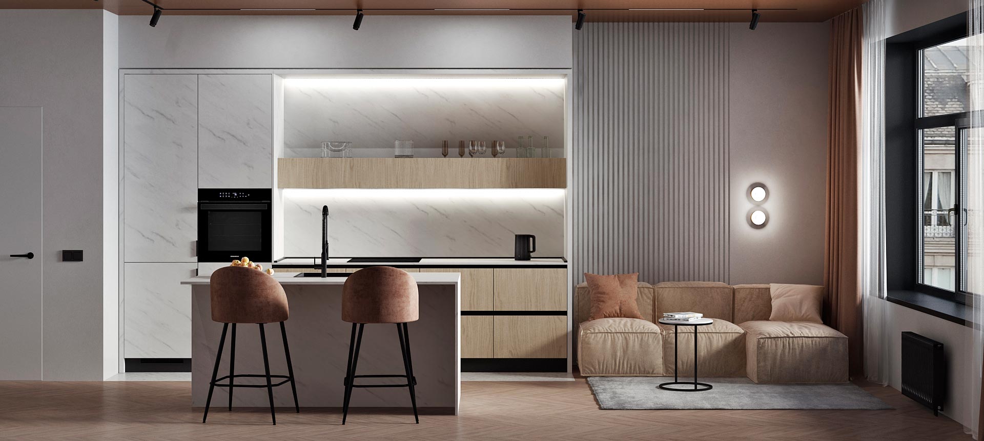 Дуб Винченца / Мрамор&nbsp;Леванто&nbsp;белый&nbsp;