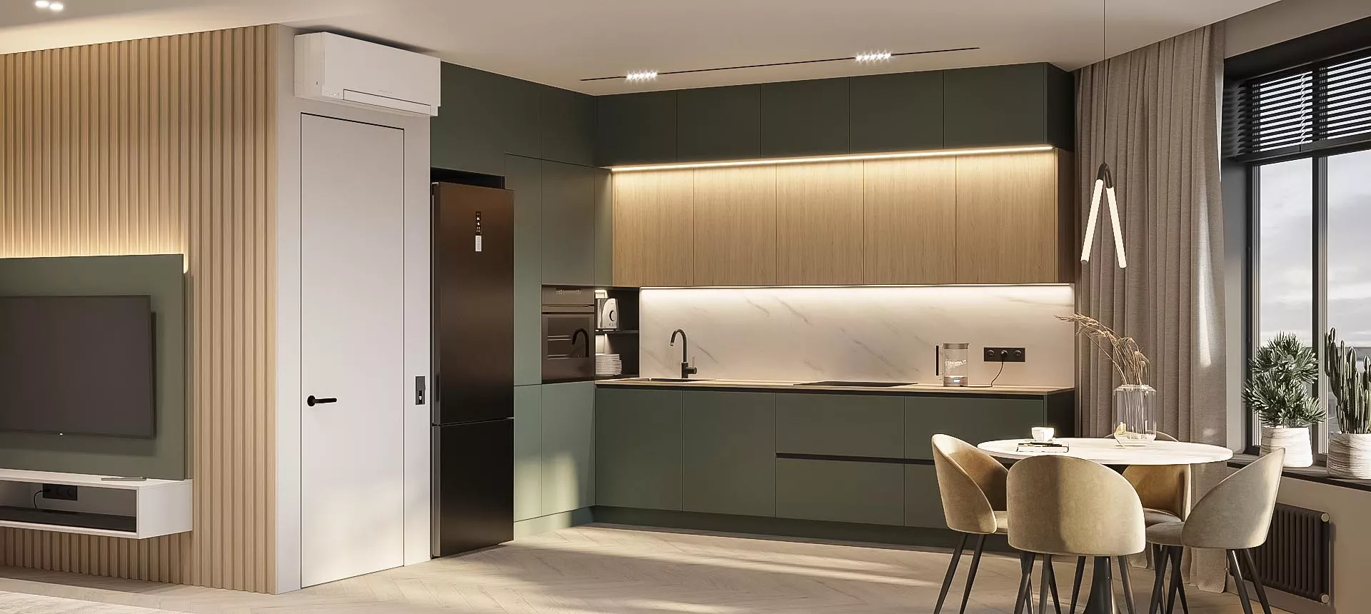 Сумрачный нефрит матовый / Дуб Винченца 