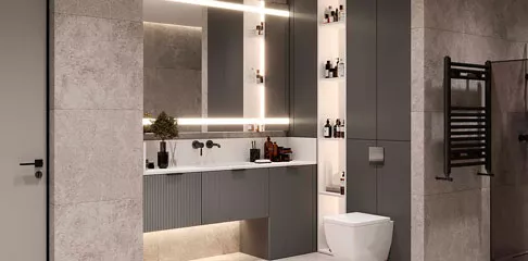 Ванная в сером цвете: фото интерьера и идеи дизайна