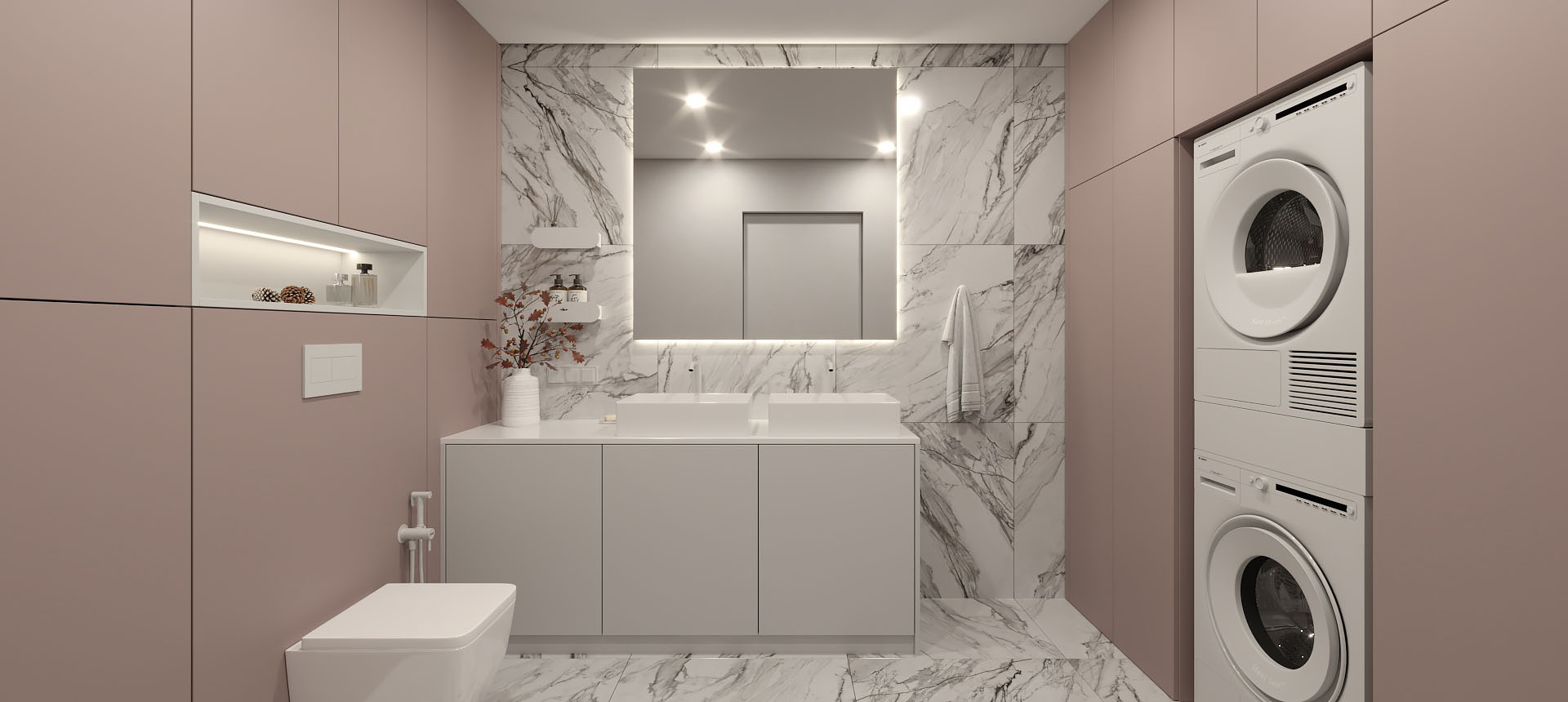 Розовый кварц матовый / Горный хрусталь матовый 