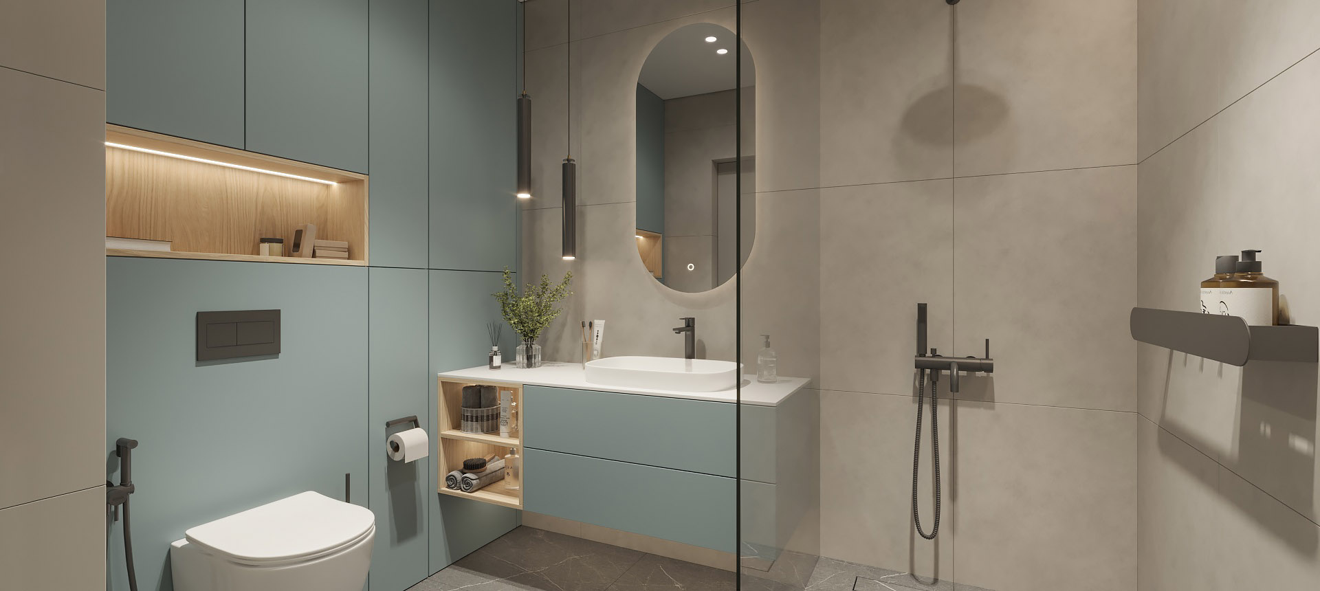 Зелёный фьорд / Дуб Каселла светлый 