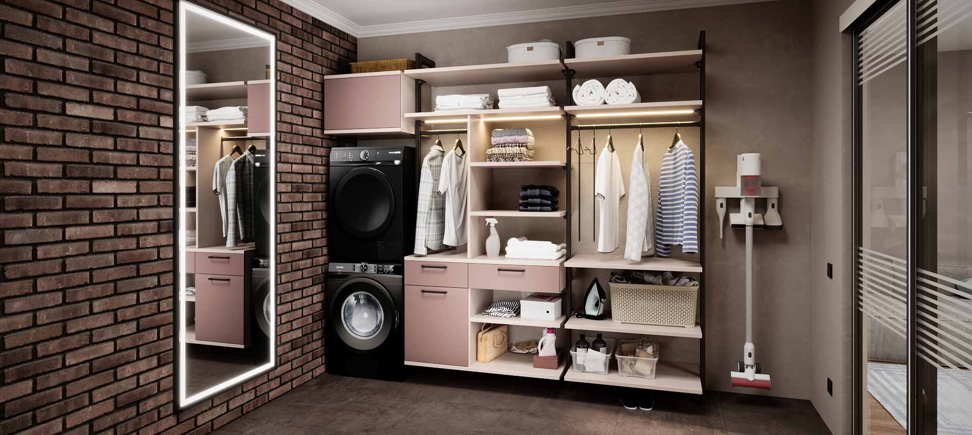 Розовый кварц матовый / Кашемир&nbsp;серый&nbsp;