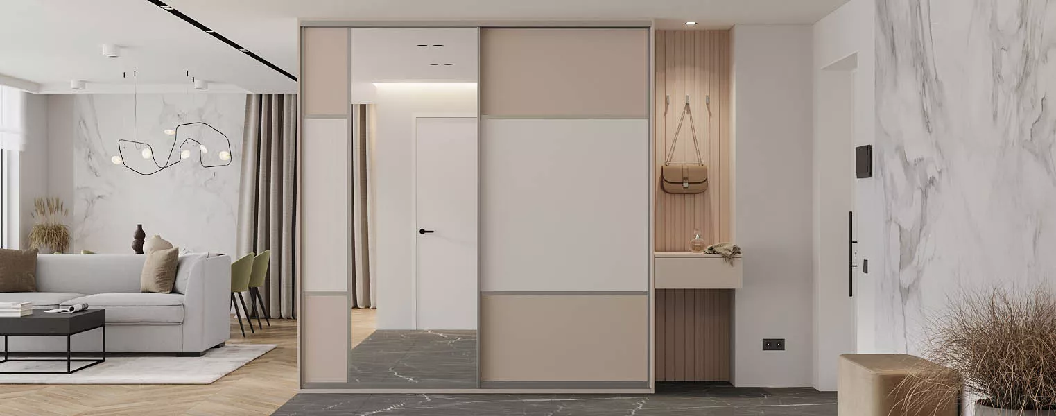 Шкаф-купе с зеркалом и тумбой в прихожую - фото No 1