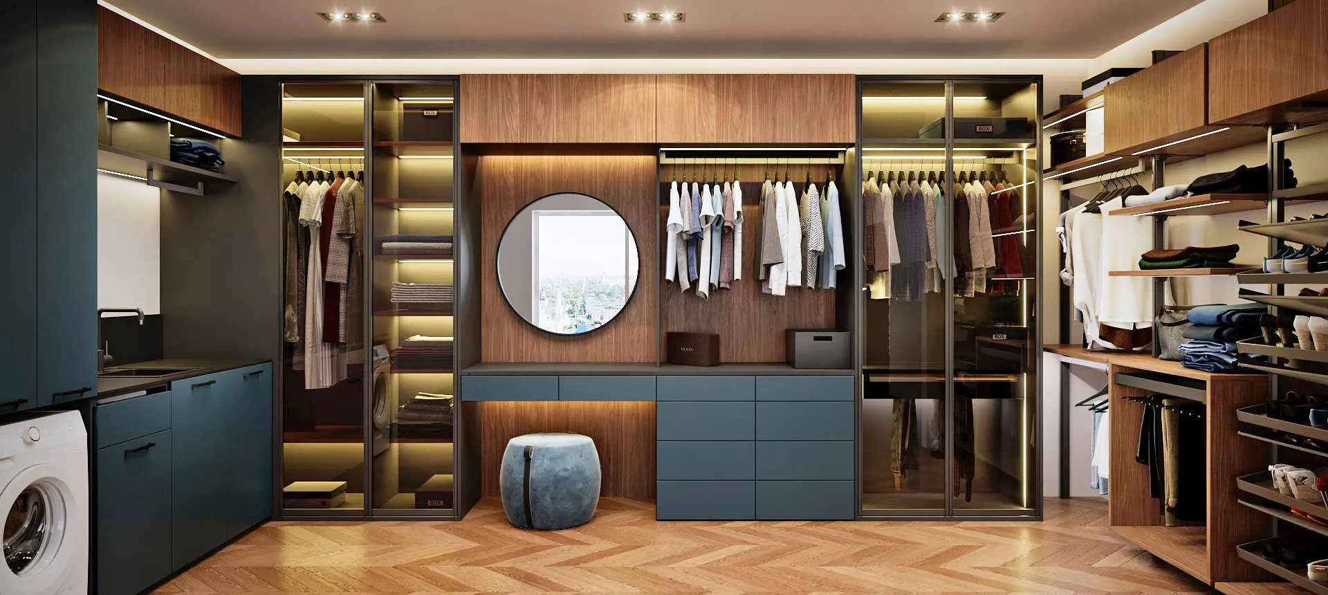 Аквамарин матовый / Орех Линкольн 