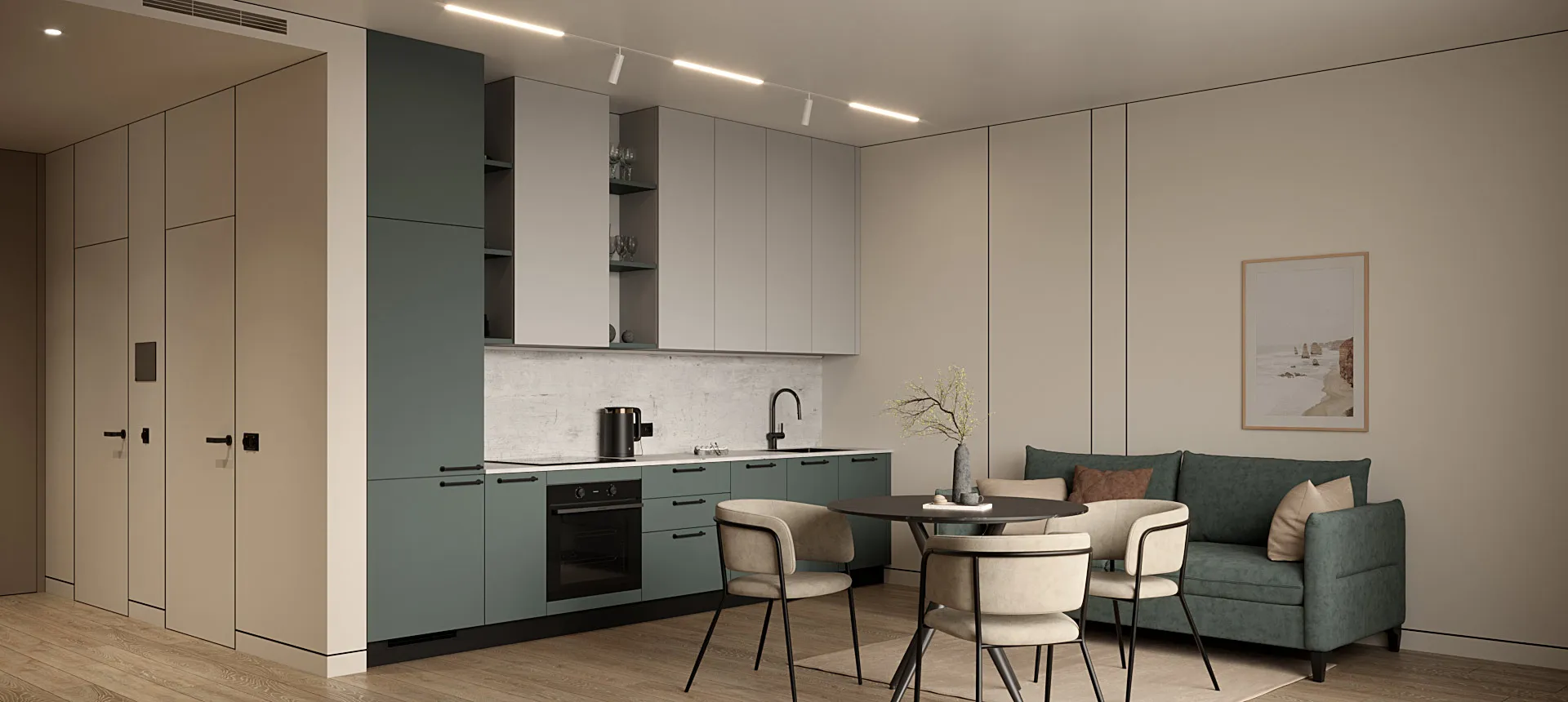 Камыш зелёный / Горный хрусталь матовый 