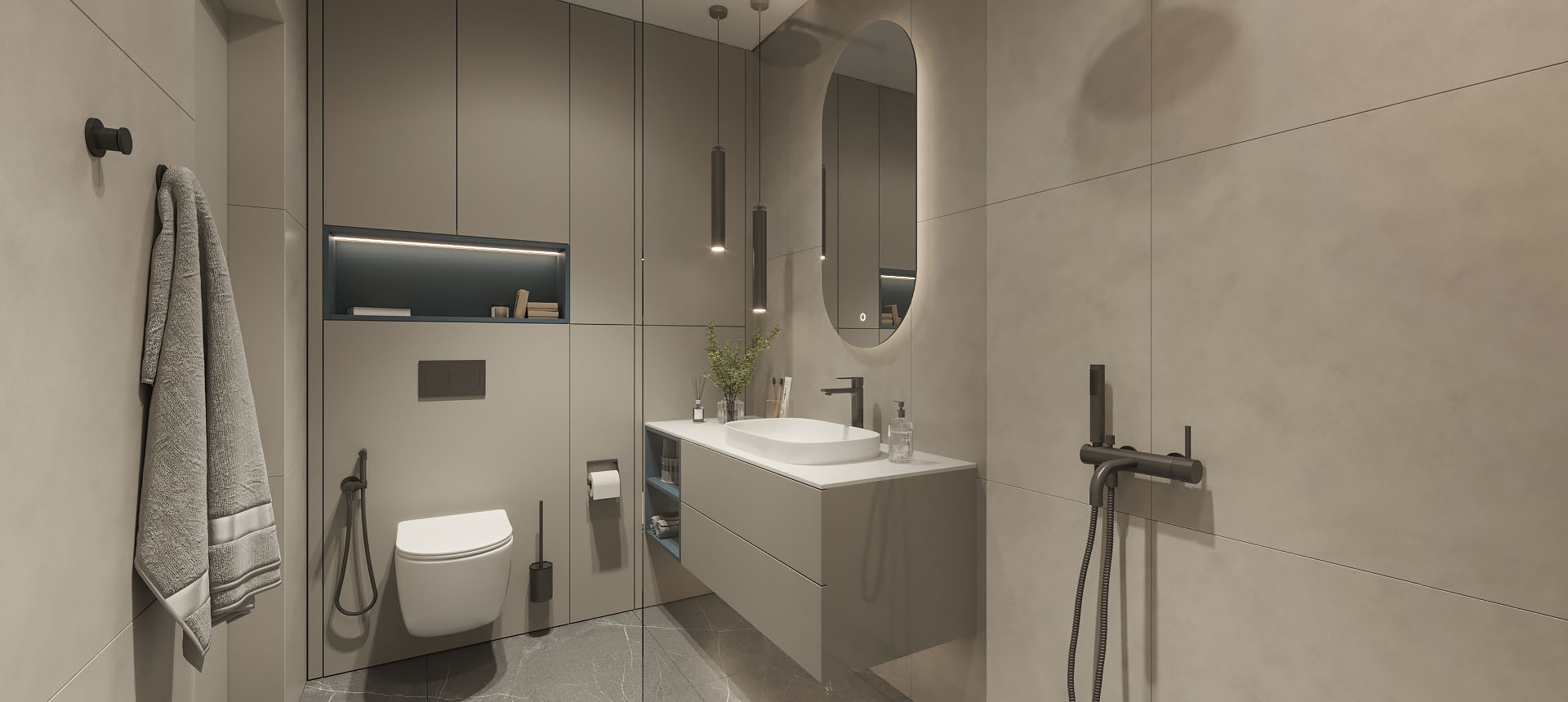 Пепельный Аметист матовый / Аквамарин матовый 