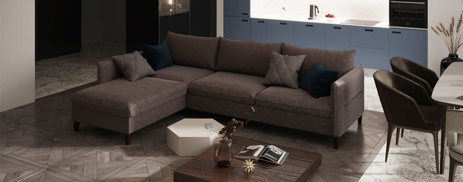 Угловой диван Нова в коричневом цвете - фото No 2