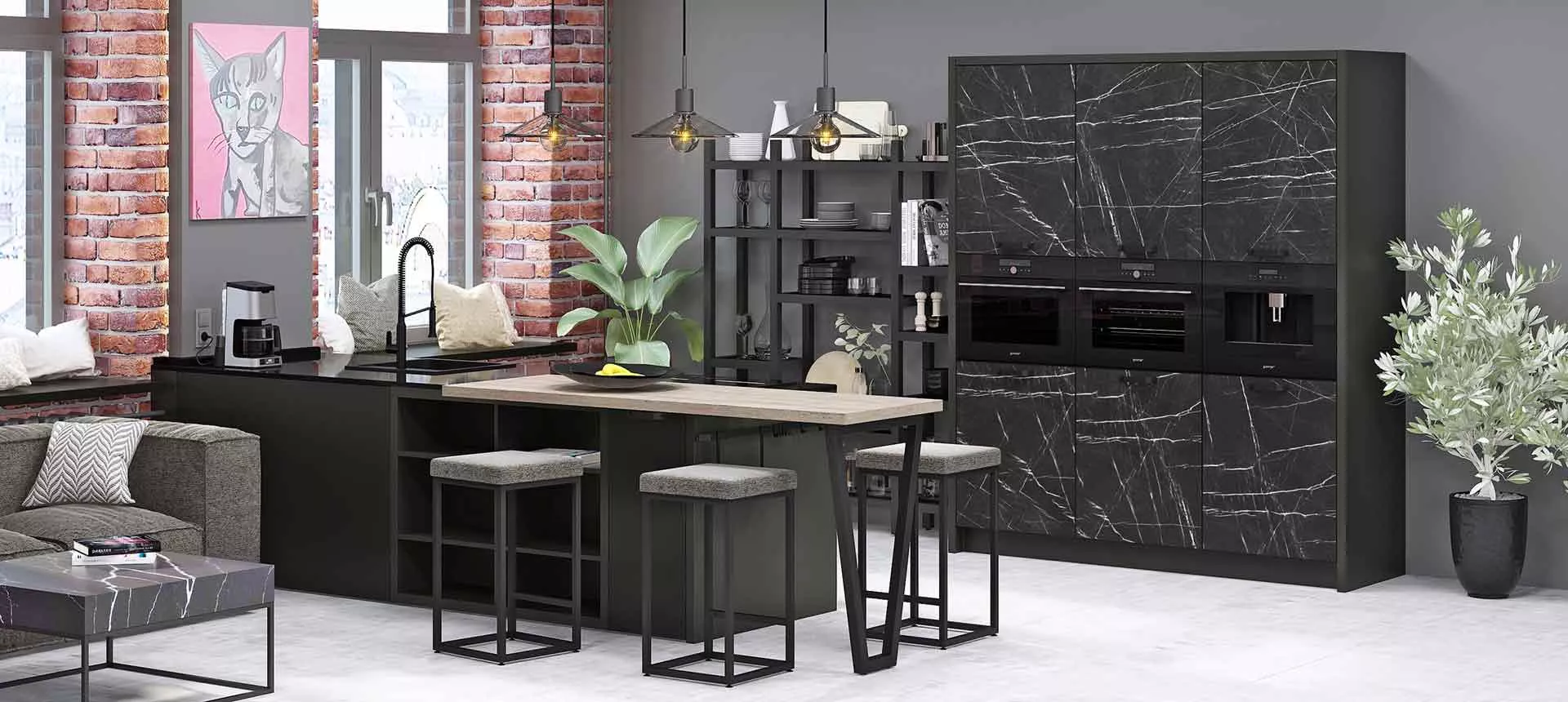 Камень Пьетра Гриджиа чёрный