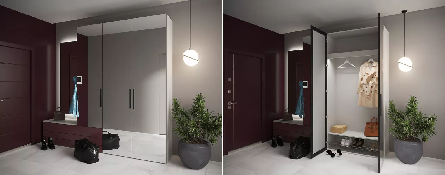 Распашной шкаф с зеркалом в прихожую - фото No 2