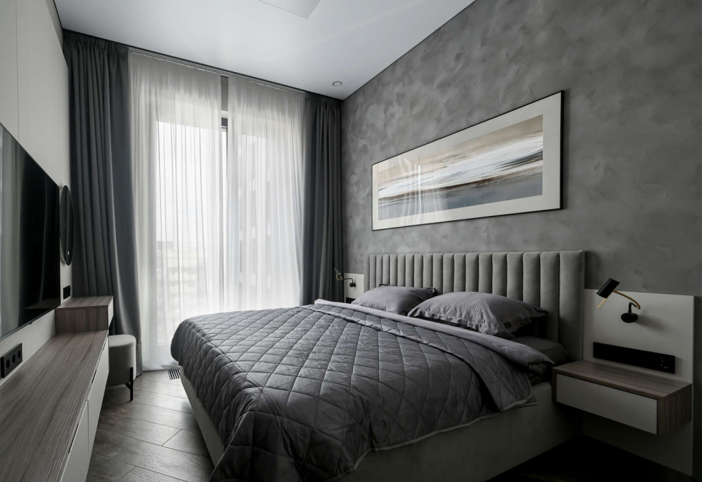 Черно-серая квартира для солидного холостяка - фото №14