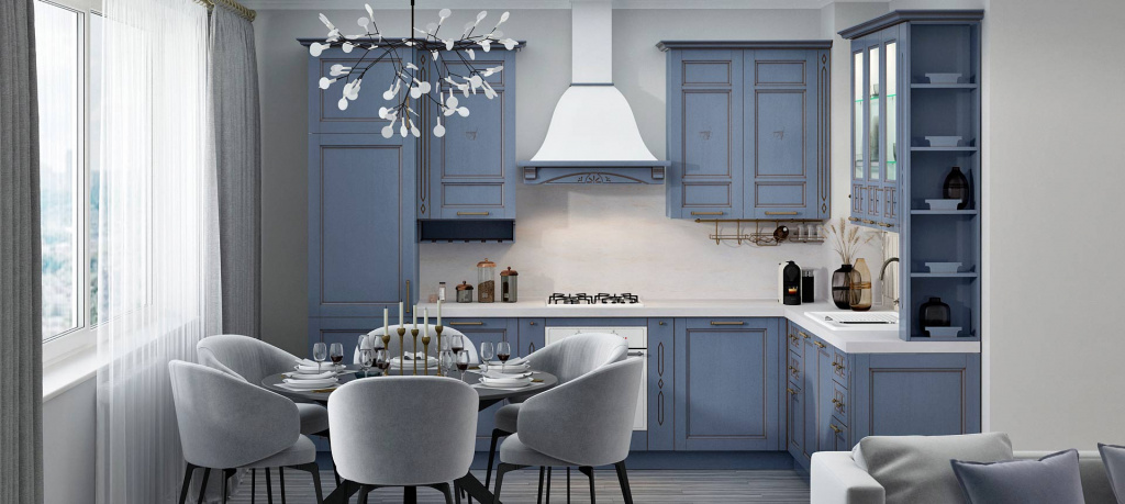 Синяя кухня в интерьере: 100 вариантов дизайна - фото №7