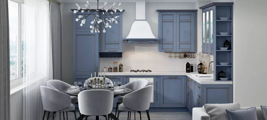 Синяя кухня в интерьере: 100 вариантов дизайна - фото №7
