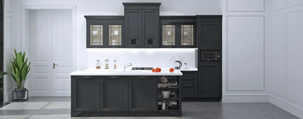 Черная кухня в классическом стиле