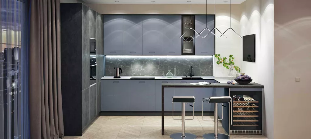 Синяя кухня в интерьере: 100 вариантов дизайна - фото №3