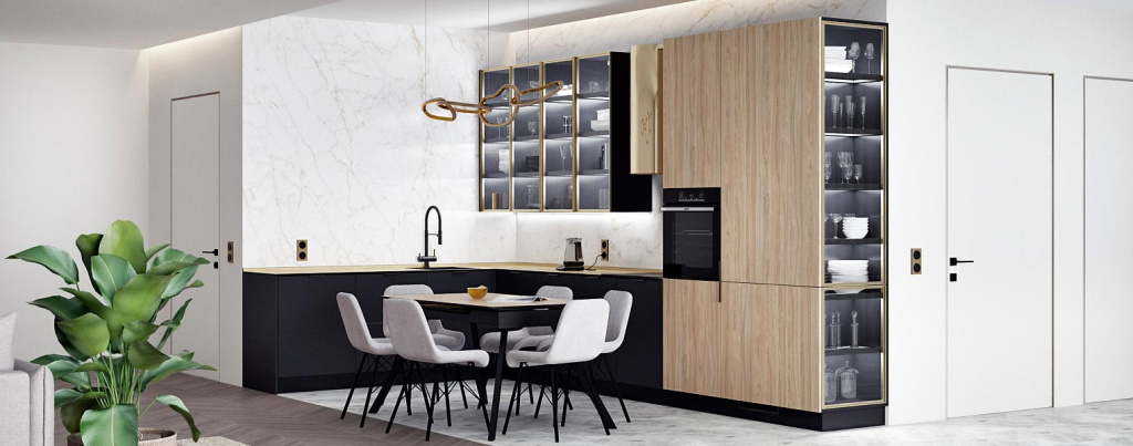 Дерево, стекло, металл: топ-20 сочетаний для современной кухни - фото №2