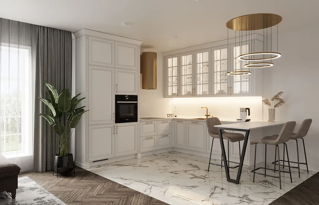 Дерево, стекло, металл: топ-20 сочетаний для современной кухни - фото №34