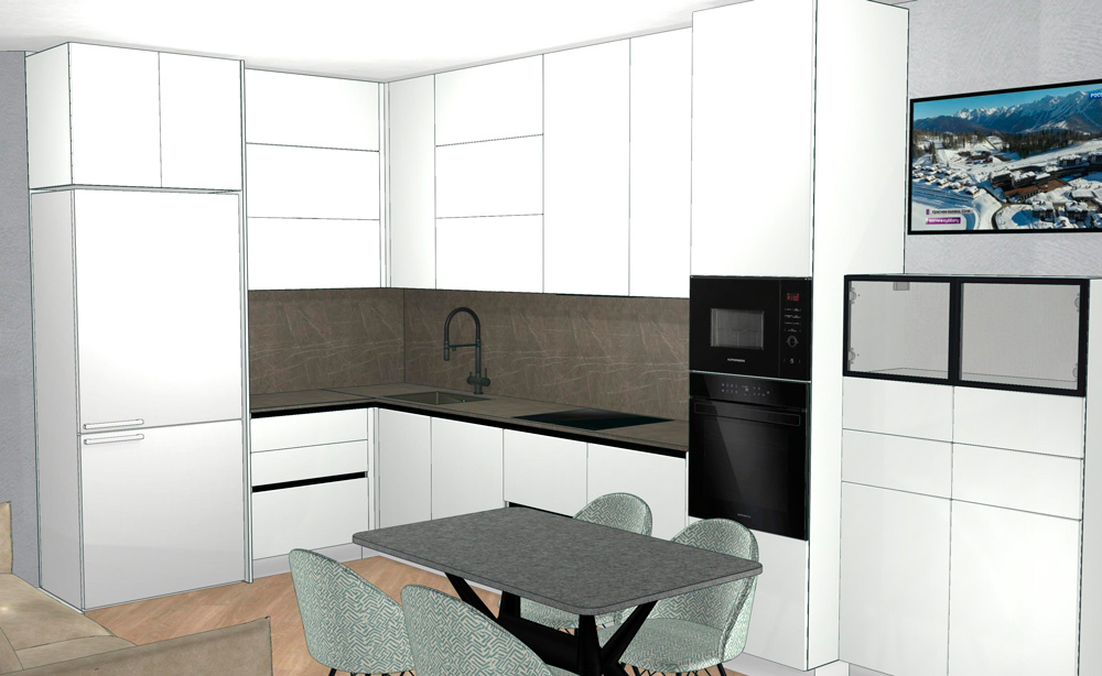 Белоснежная глянцевая кухня в Новой Москве - фото №4