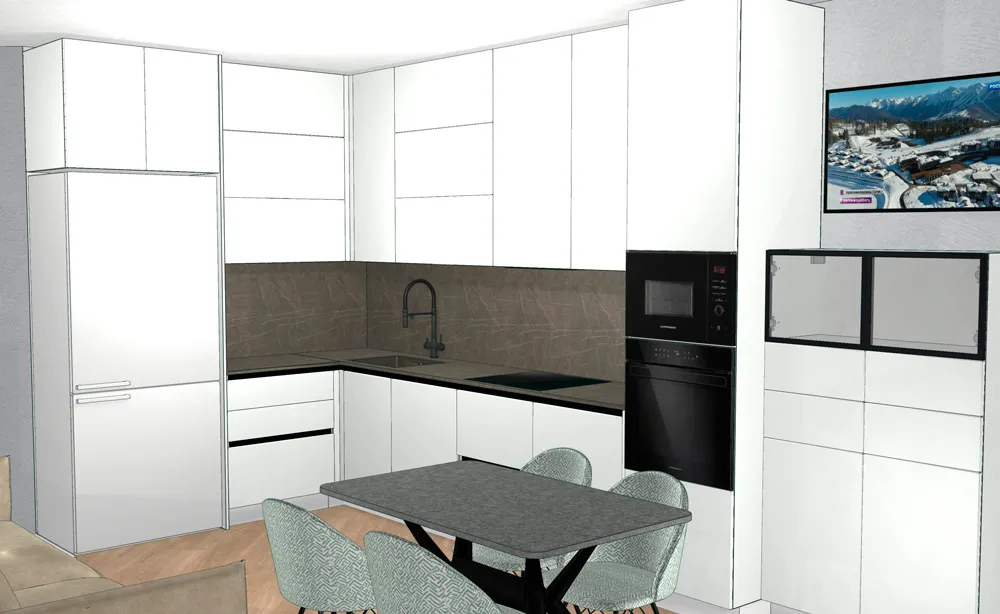 Белоснежная глянцевая кухня в Новой Москве - фото №4