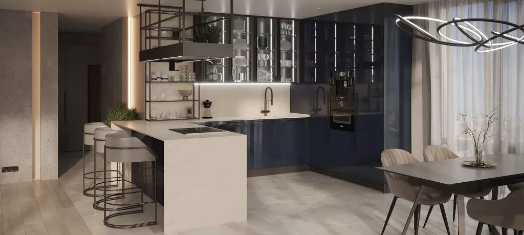 Синяя кухня в интерьере: 100 вариантов дизайна - фото №8