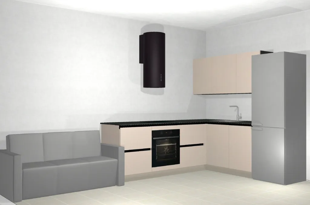 Красивая кухня с золотыми акцентами в двухкомнатной квартире бизнес-класса - фото №3