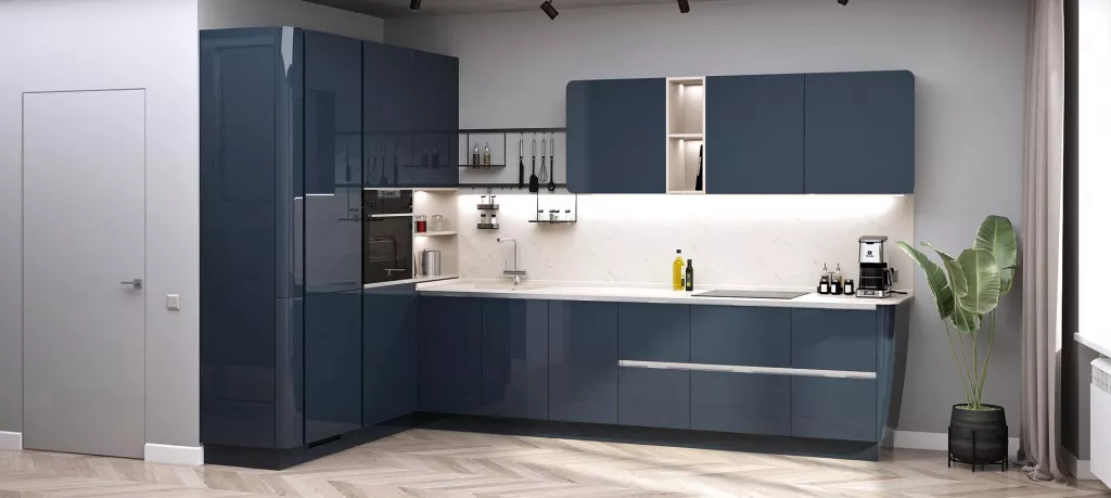 Синяя кухня в интерьере: 100 вариантов дизайна - фото №4