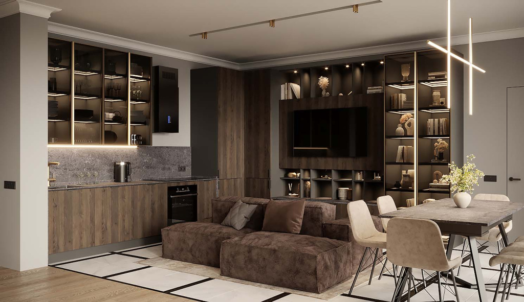 Дерево, стекло, металл: топ-20 сочетаний для современной кухни - фото №20