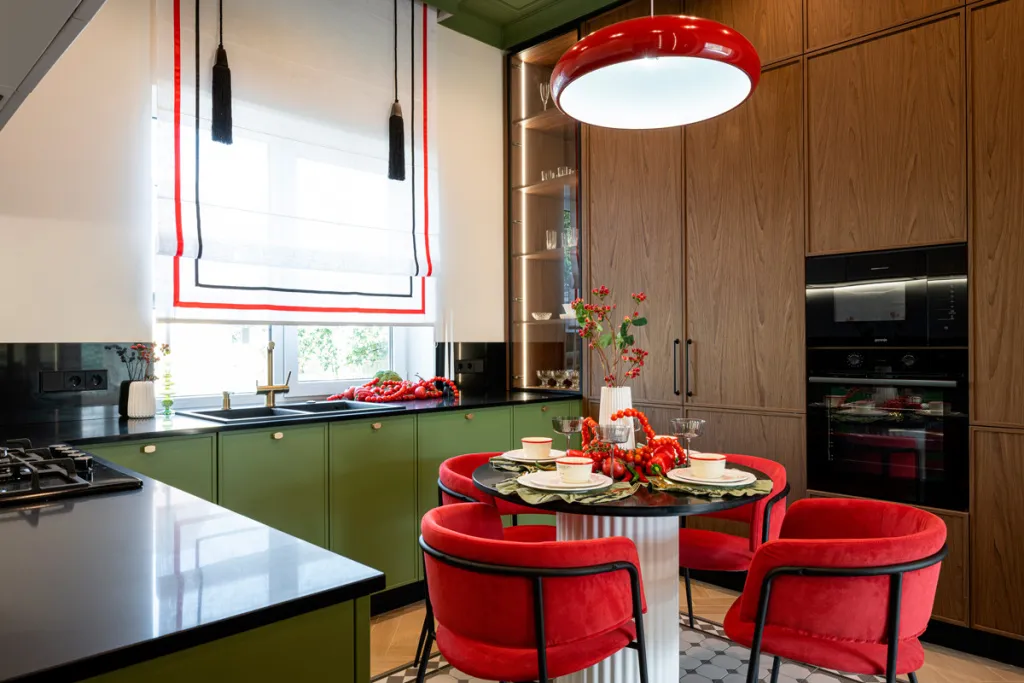 Интерьер цвета листвы и спелых ягод для загородного дома - фото №14