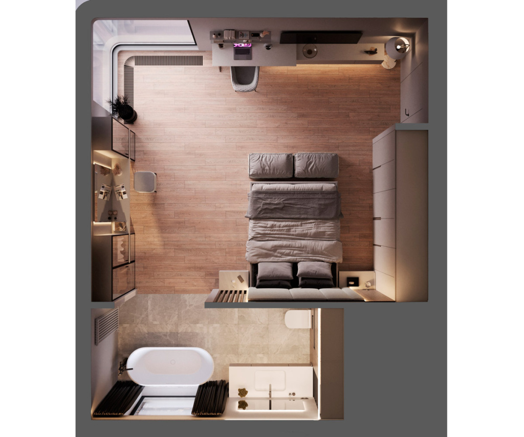 Варианты зонирования квартир свободной планировки - фото №44