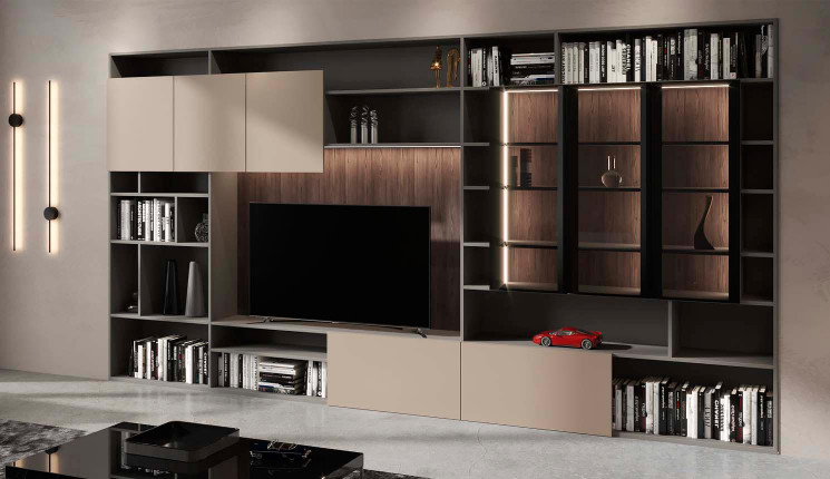 Современная мебель для гостиной с матовыми стеклами